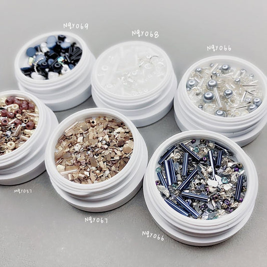 Nail P2 NQY068 -  Bright Assorted Beads - White Angel ( 璀璨多重珠-天使白)