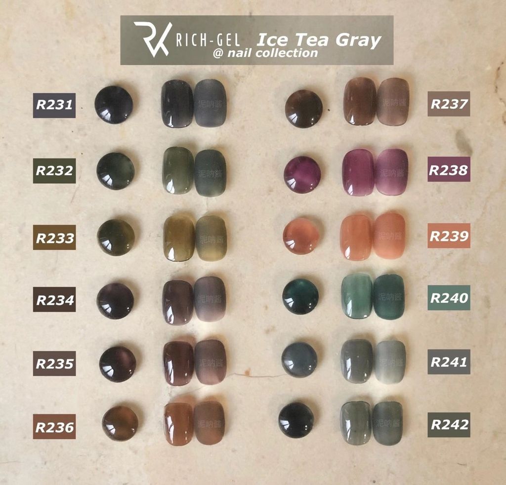 Richgel RYC05 -  Ice Tea Gray Set (12 Colors)  ( 冷茶組)